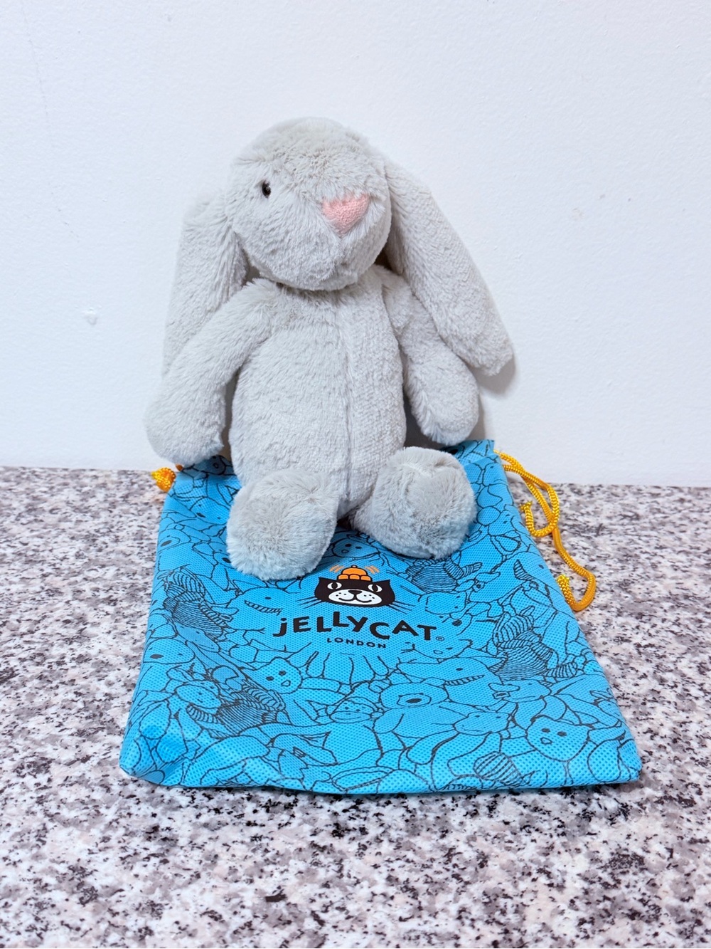 Jellycat Gray Bunny Plush with Pink Nose